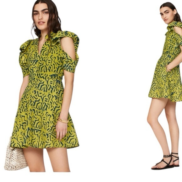 SIZE S Kali Green and Black Mini Dress for a Night Out - Picture 1 of 10